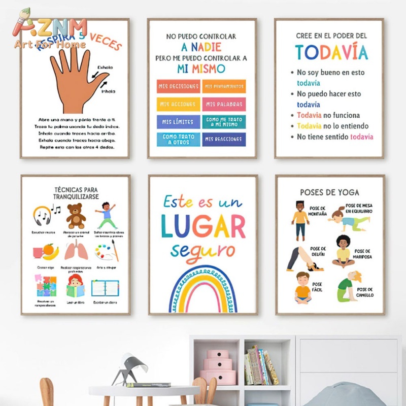 Kids Yoga Education - AZNM Cetakan Kanvas Kesehatan Mental Anak-Anak