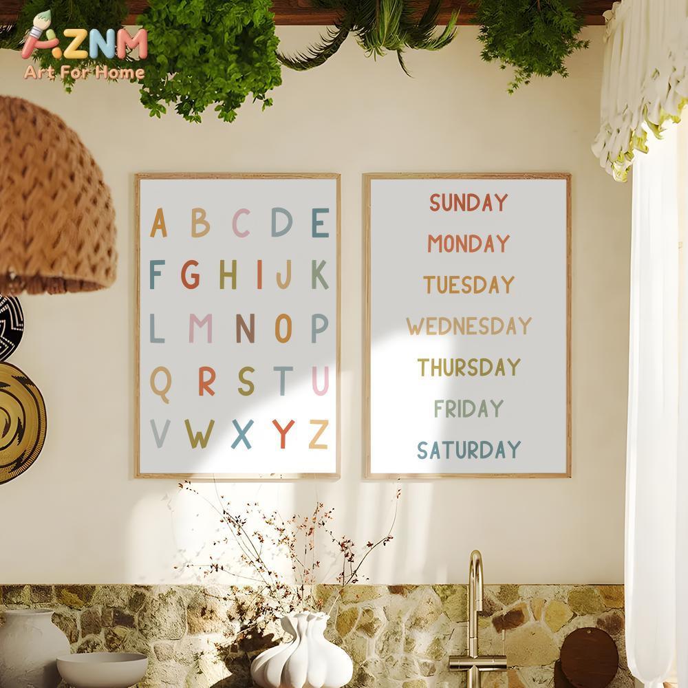 AZNM Seni Dinding Kanvas Tanpa - Kids Educational Posters ulasan dan harga
