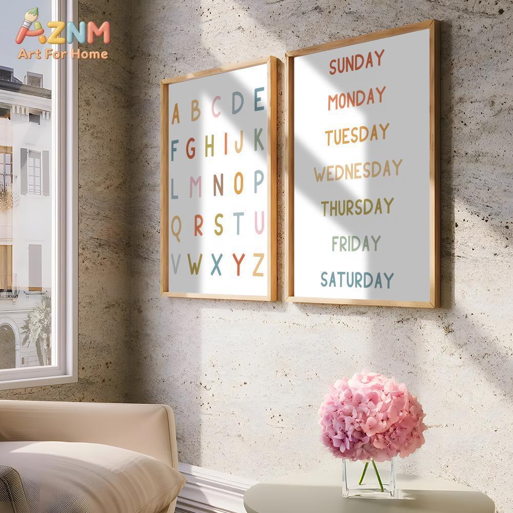 AZNM Seni Dinding Kanvas Tanpa - Kids Educational Posters ulasan dan harga