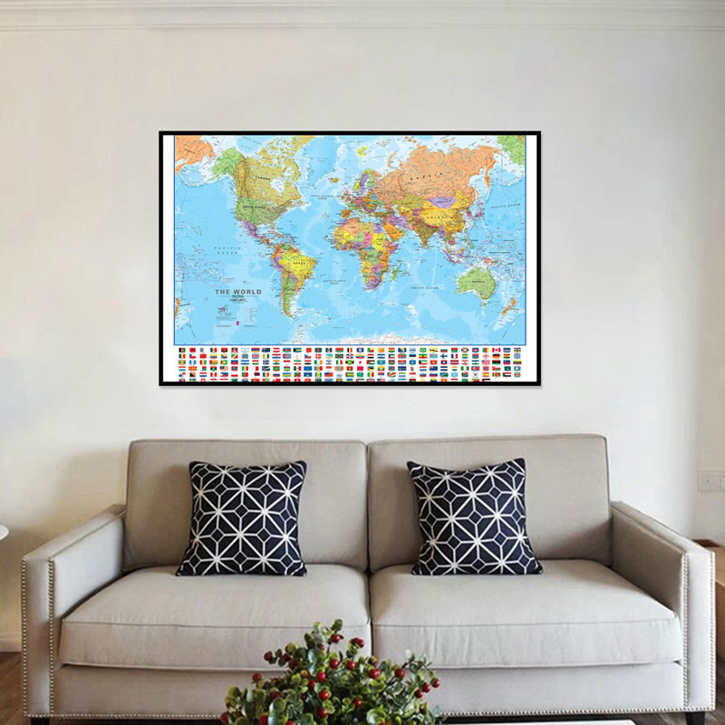 A2 Peta Dunia 59*42Cm dengan B - Kids Educational Posters ulasan dan harga