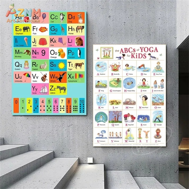 Poster Kanvas Tanpa Bingkai AZ - Kids Yoga Education ulasan dan harga