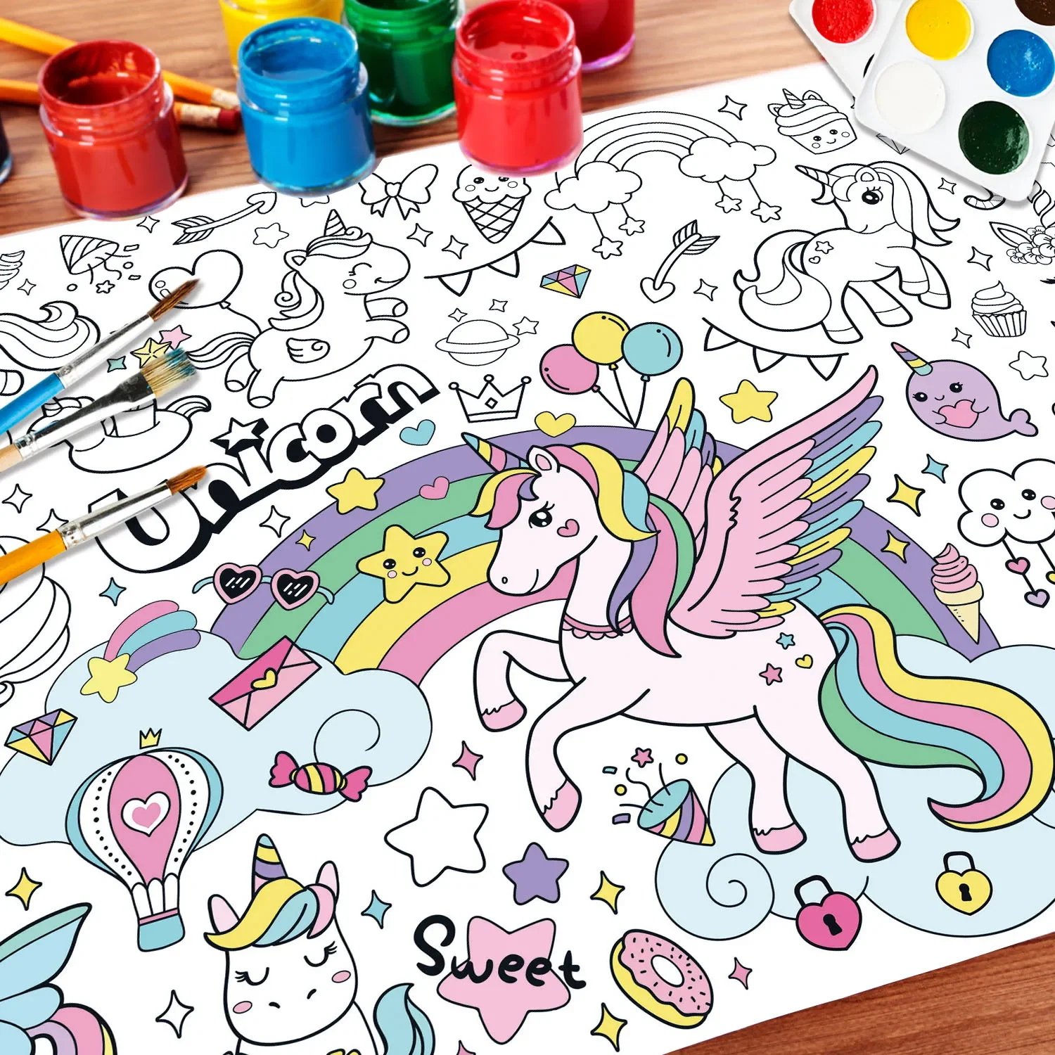 Buku Mewarnai Unicorn Baru unt - Kids Educational Posters ulasan dan harga
